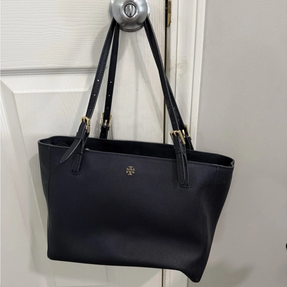 Tory Burch Black Tote with Gold Accents